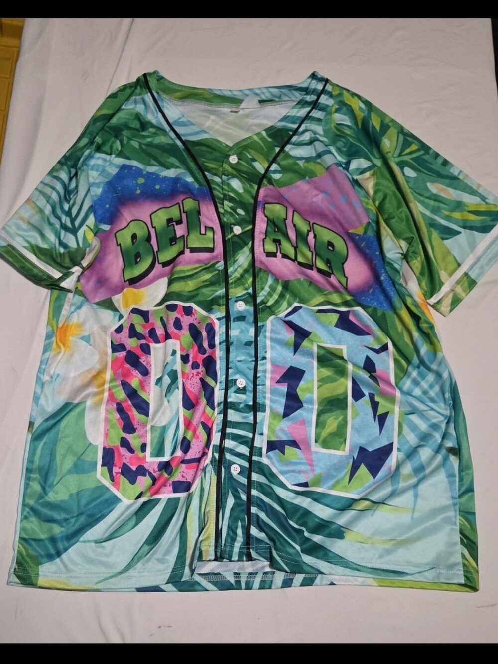 New belair mens XL Green tropical button shirt #22